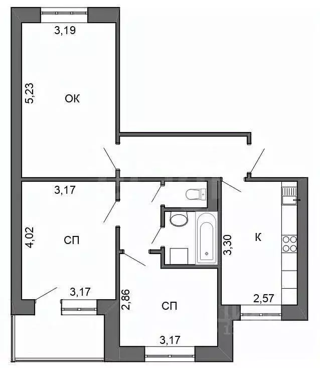 3-к кв. Белгородская область, Белгород просп. Славы, 129 (60.0 м) - Фото 1