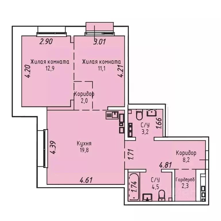 2-к кв. Иркутская область, Иркутск Култукская ул., 16 (64.7 м) - Фото 1