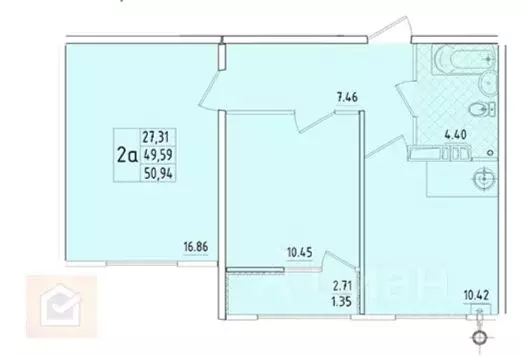 2-к кв. Крым, Евпатория ул. Чапаева, 28 (50.76 м) - Фото 2