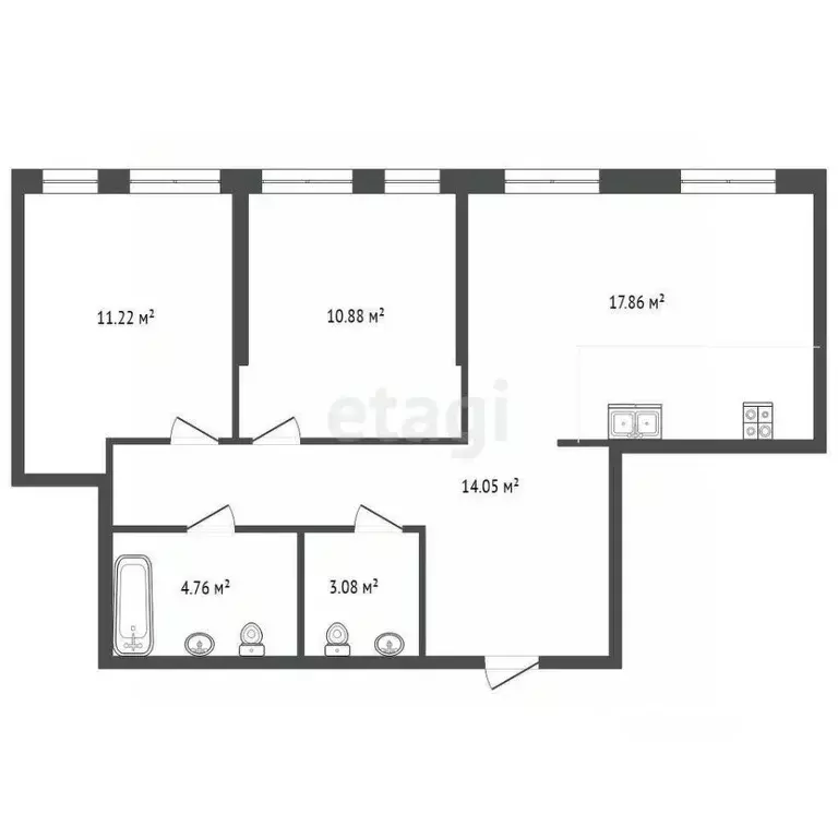 2-к кв. Тюменская область, Тюмень Харьковская ул., 72А (60.8 м) - Фото 2