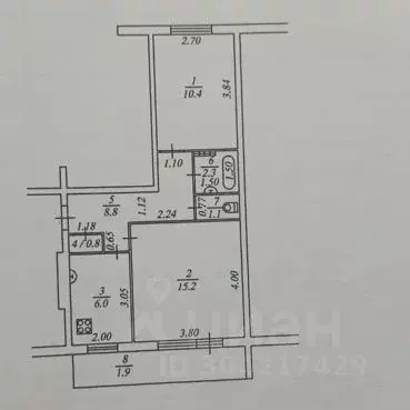 2-к кв. Татарстан, Нижнекамск ул. Менделеева, 4 (44.6 м) - Фото 2