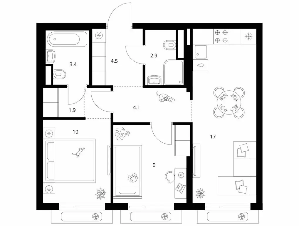 2-комнатная квартира: Москва, Амурская улица, 2Ак1 (52.8 м) - Фото 1