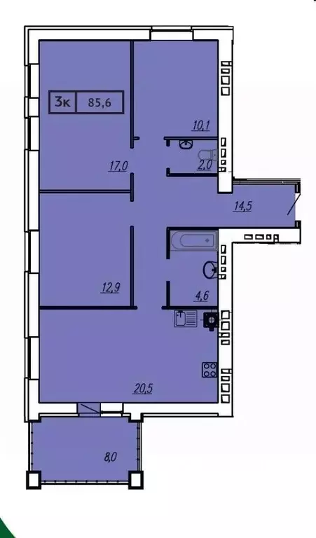 3-к кв. Ивановская область, Иваново ул. Постышева, 8А (85.6 м) - Фото 1