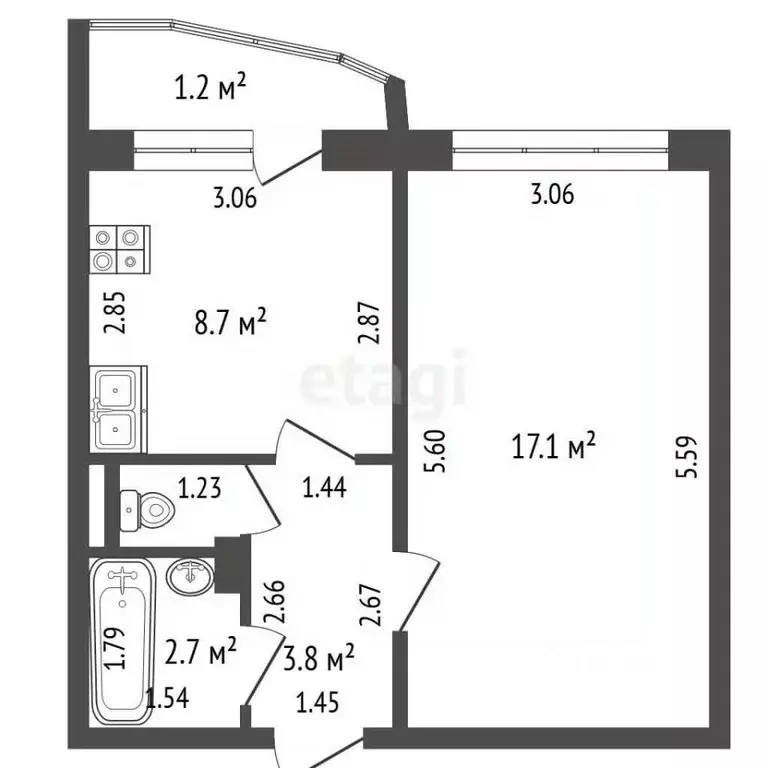1-к кв. Чувашия, Чебоксары ул. Академика В.Н.Челомея, 9 (33.3 м) - Фото 2