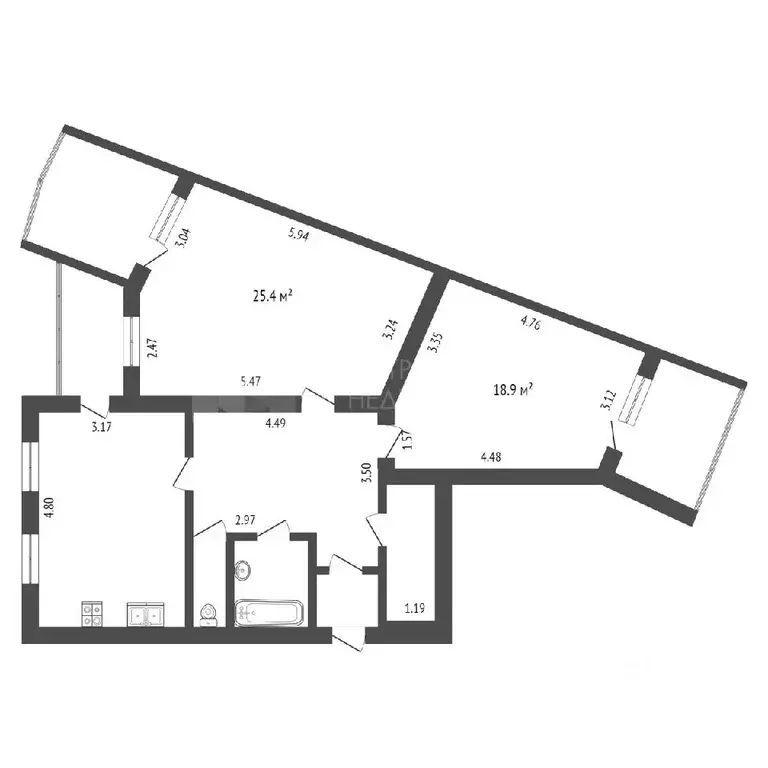 2-к кв. Тюменская область, Тюмень Олимпийская ул., 6А (91.6 м) - Фото 0