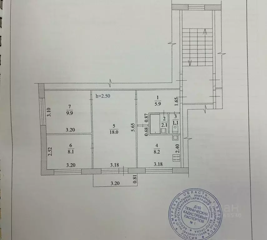 3-к кв. Амурская область, Благовещенск ул. Лазо, 62 (55.0 м) - Фото 1