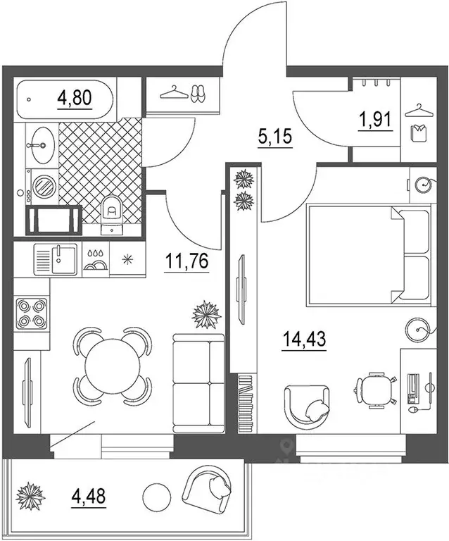 1-к кв. Санкт-Петербург ул. Лагоды, 7 (38.4 м) - Фото 1