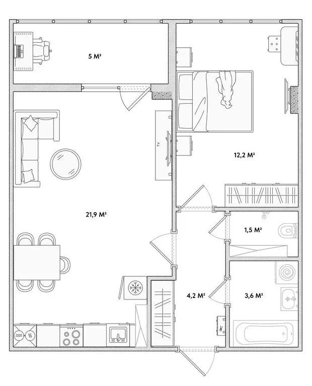 1-комнатная квартира: Орёл, Раздольная улица, 29 (43.4 м) - Фото 2