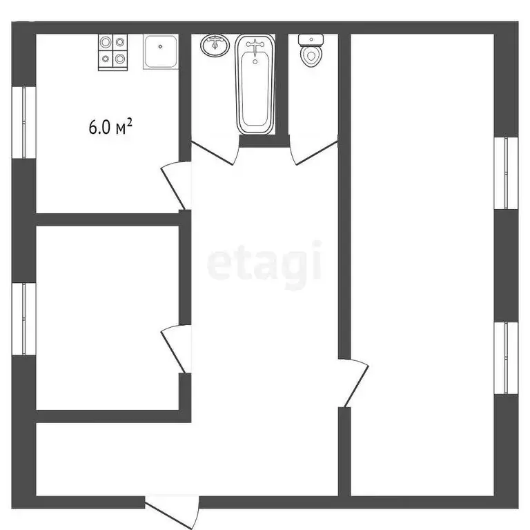 2-комнатная квартира: Алапаевск, улица Мира, 1 (51 м) - Фото 0