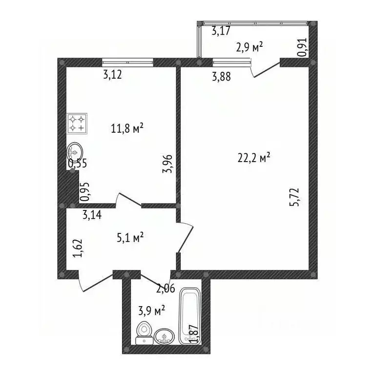 1-к кв. Башкортостан, Уфа ул. Зайнаб Биишевой, 1 (45.9 м) - Фото 2
