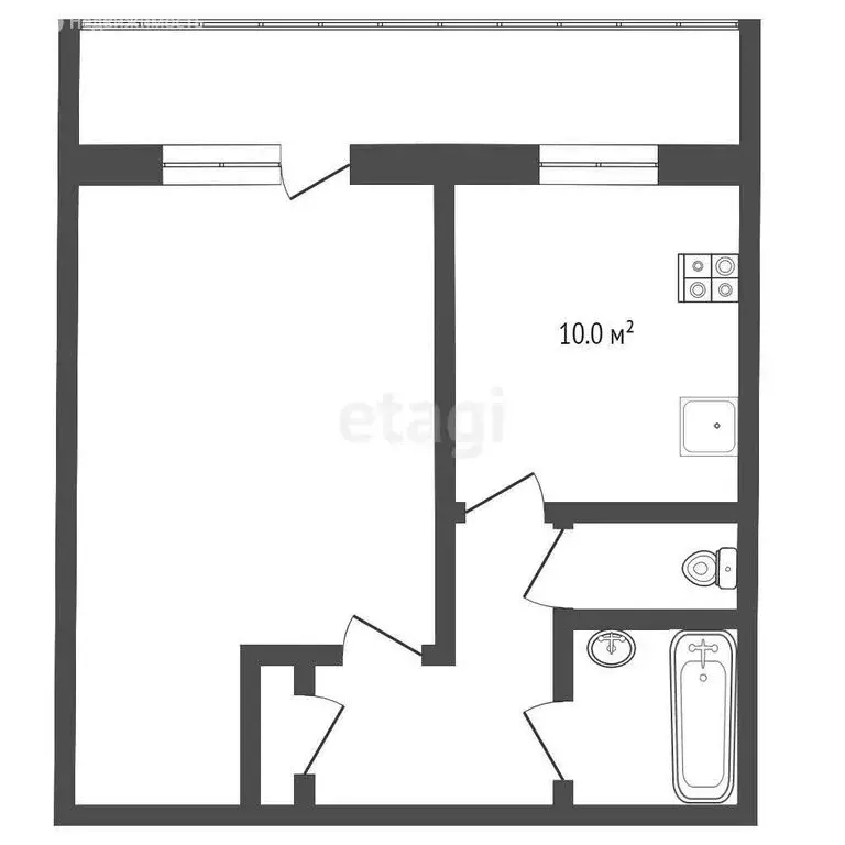 1-комнатная квартира: Тюмень, Станционная улица, 38Б (34 м) - Фото 1