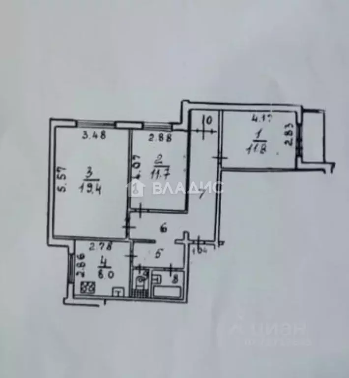 3-к кв. Воронежская область, Воронеж ул. Владимира Невского, 27 (70.8 ... - Фото 1