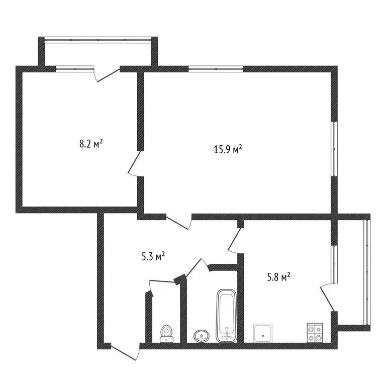 2-комнатная квартира: Черкесск, Красноармейская улица, 63 (46 м) - Фото 2