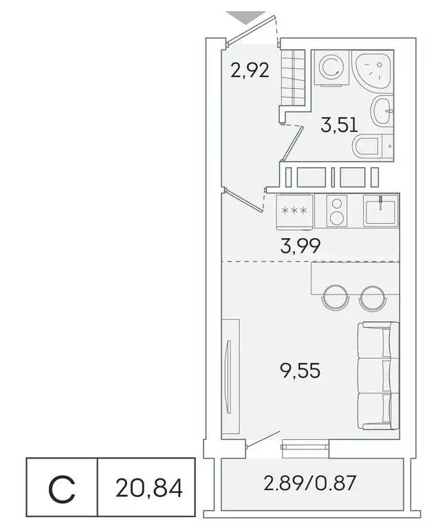 квартира-студия, 20 м - Фото 0