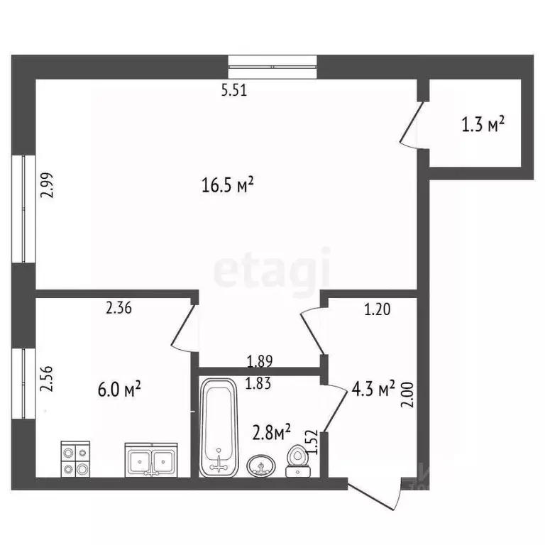 1-к кв. Башкортостан, Стерлитамак ул. Худайбердина, 174 (30.2 м) - Фото 1