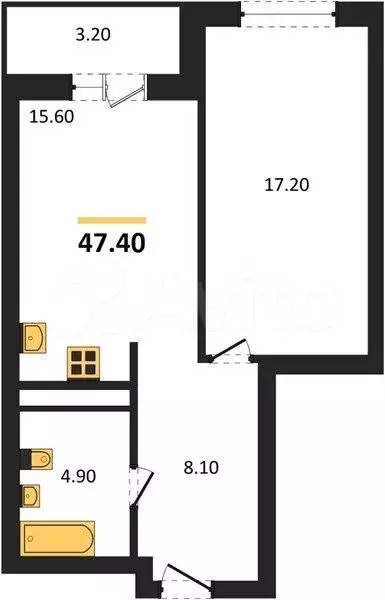 1-к. квартира, 47,4 м, 12/18 эт. - Фото 0