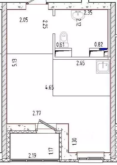 Студия Свердловская область, Екатеринбург ул. Крауля, 105/2 (24.9 м) - Фото 1
