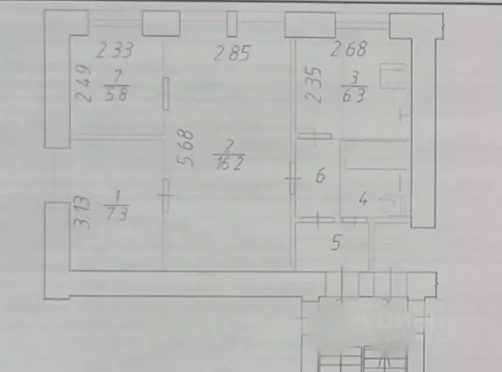 3-к кв. Калужская область, Калуга ул. Кирова, 57В (42.5 м) - Фото 2