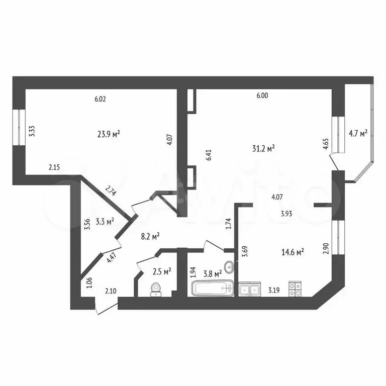 2-к. квартира, 87,5 м, 6/9 эт. - Фото 1