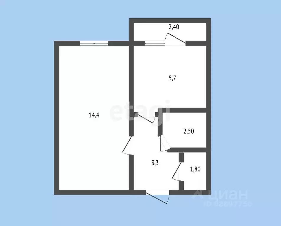 1-к кв. Карачаево-Черкесия, Черкесск просп. Ленина, 57 (30.0 м) - Фото 1