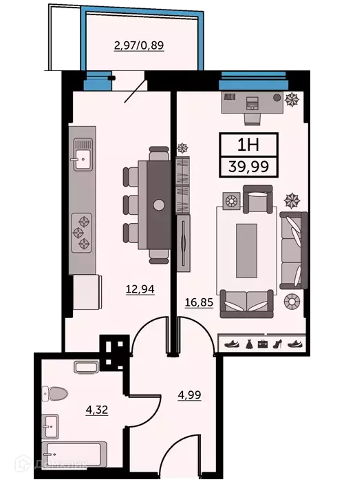 Продаётся 1-к квартира, 40.1 м - Фото 0