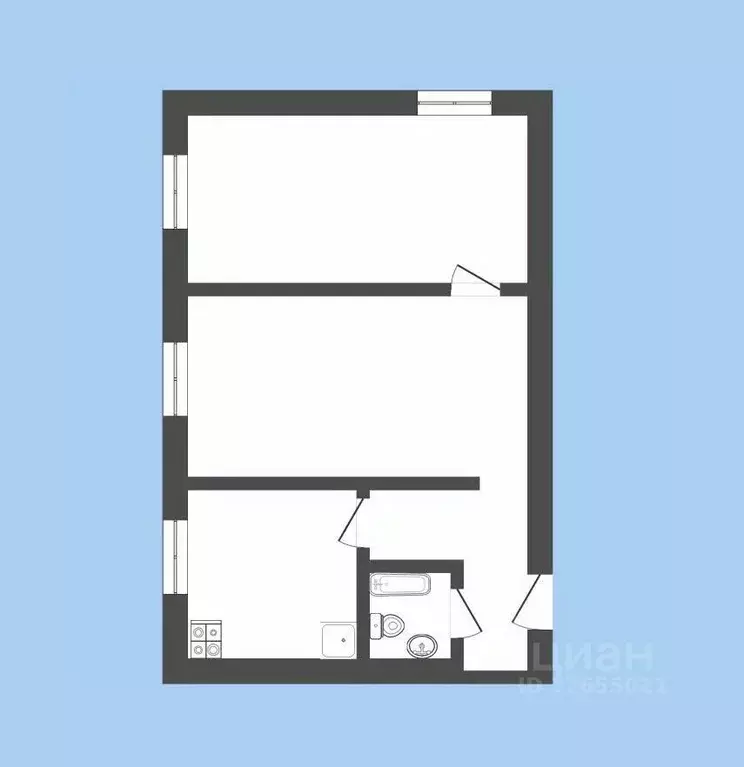 2-к кв. Костромская область, Кострома ул. Юрия Беленогова, 13 (38.4 м) - Фото 1