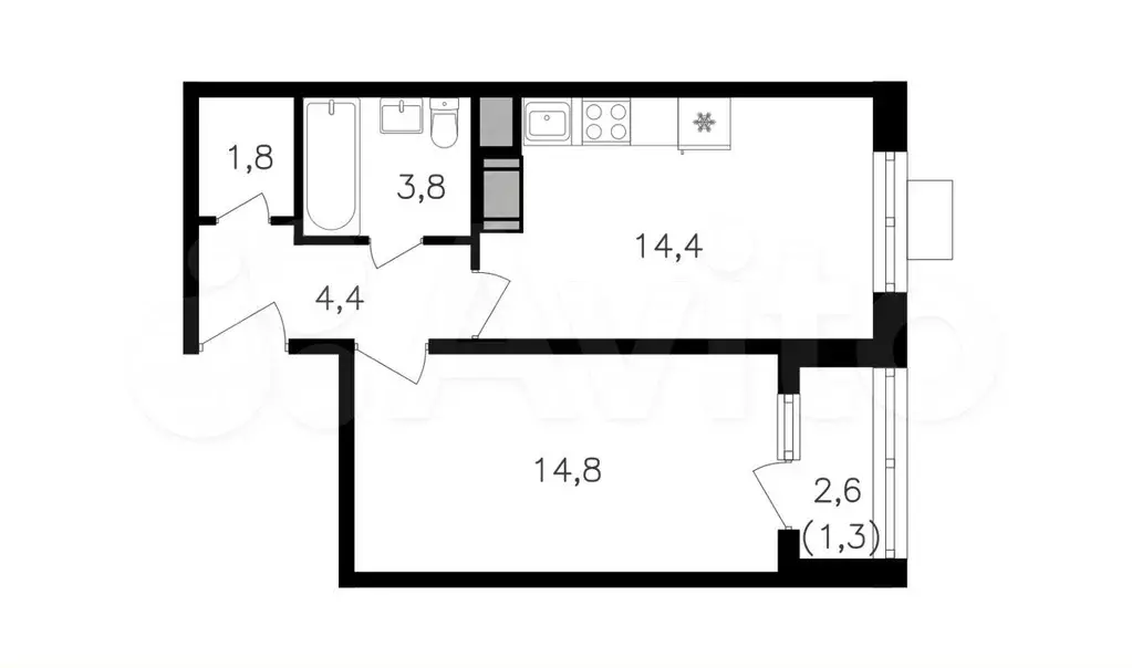 1-к. квартира, 40,5 м, 24/27 эт. - Фото 0