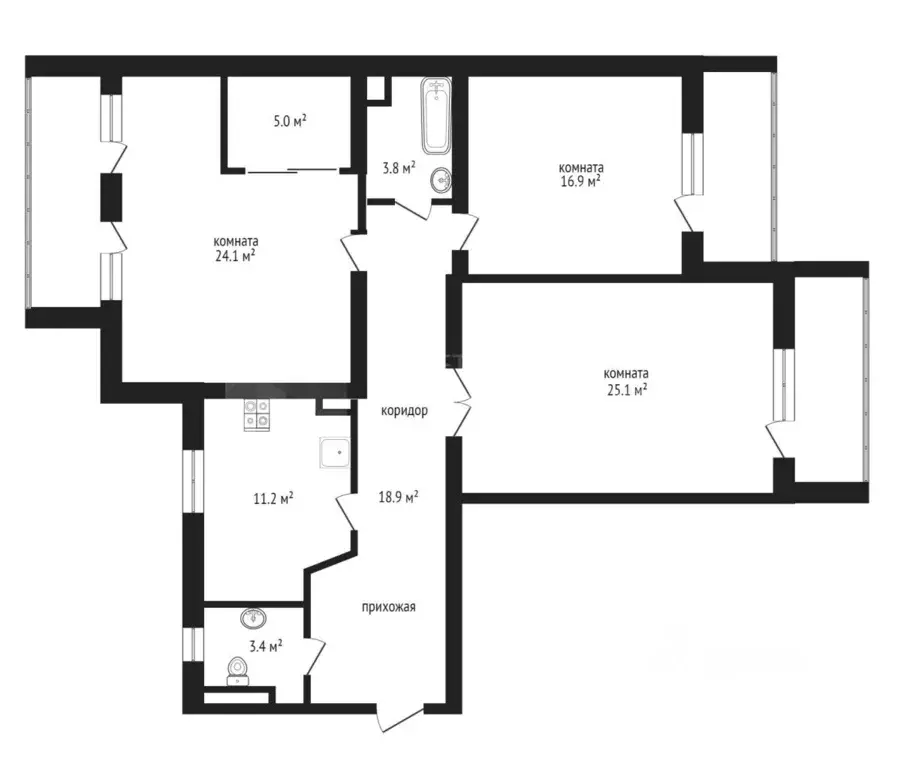 3-к кв. Тюменская область, Тюмень Мельничная ул., 26 (108.4 м) - Фото 2