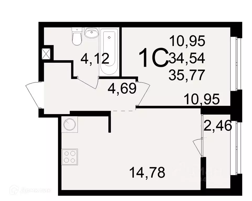 1-к кв. Рязанская область, Рязань ул. Чкалова (35.77 м) - Фото 1
