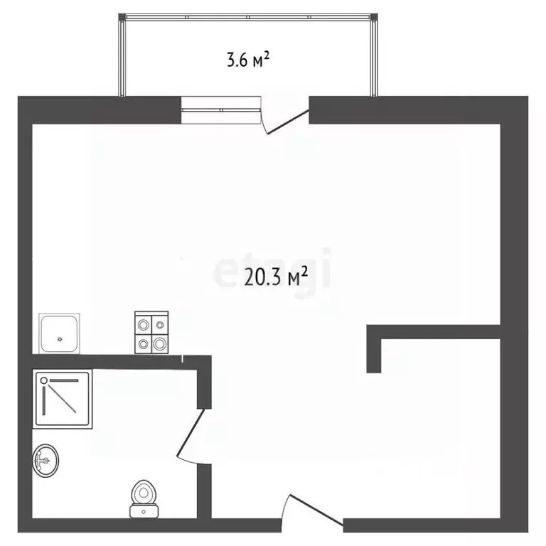 Студия Крым, Алупка пер. Севастопольский, 7А (23.3 м) - Фото 2