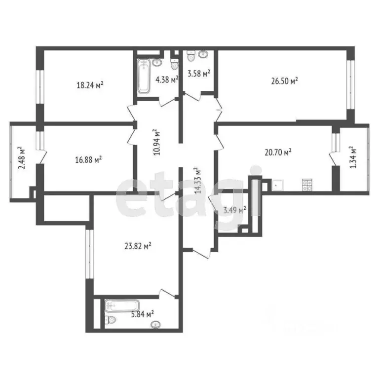 4-к кв. Тюменская область, Тюмень ул. 50 лет Октября, 4 (151.3 м) - Фото 2