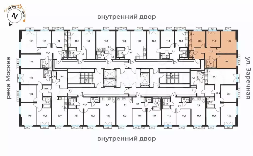 3-к. квартира, 75,7 м, 10/20 эт. - Фото 0