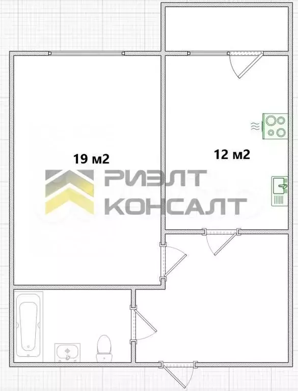 1-к. квартира, 45 м, 5/9 эт. - Фото 0