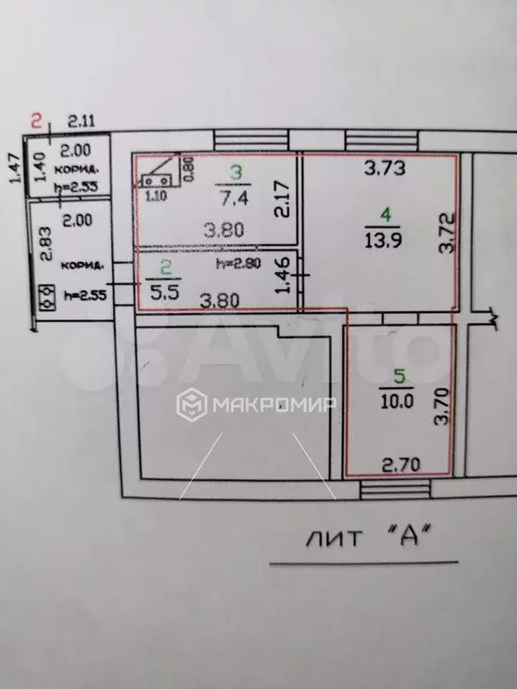 2-к. квартира, 45,3 м, 1/1 эт. - Фото 1