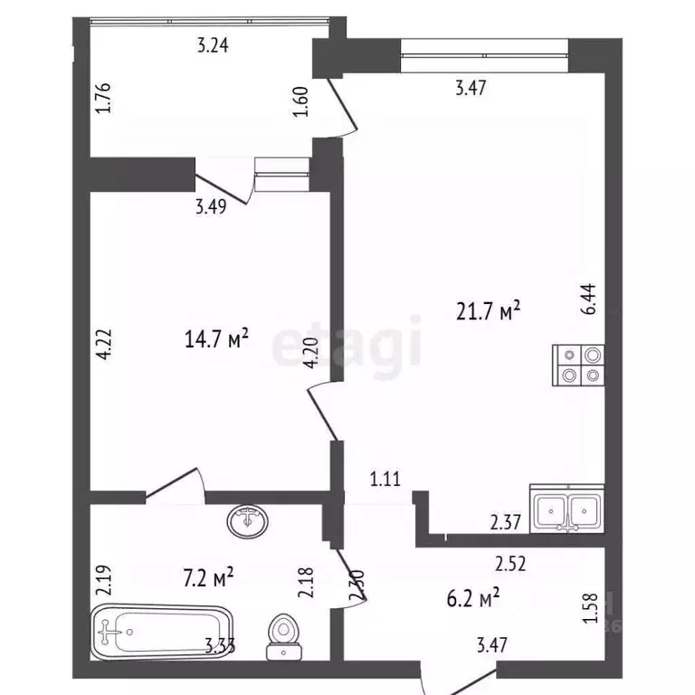 1-к кв. Калининградская область, Калининград ул. Молодой Гвардии, 34 ... - Фото 0