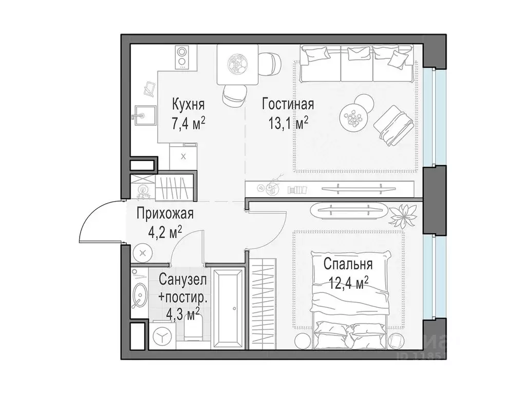 1-к кв. Московская область, Мытищи Белый Grad жилой комплекс (41.4 м) - Фото 1