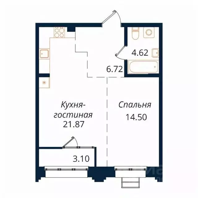 1-к кв. Иркутская область, Иркутск Байкальская ул., 246Б (50.1 м) - Фото 1
