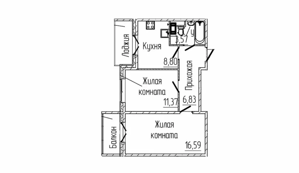 2-комнатная квартира: Сертолово, Центральная улица, 15 (50 м) - Фото 1