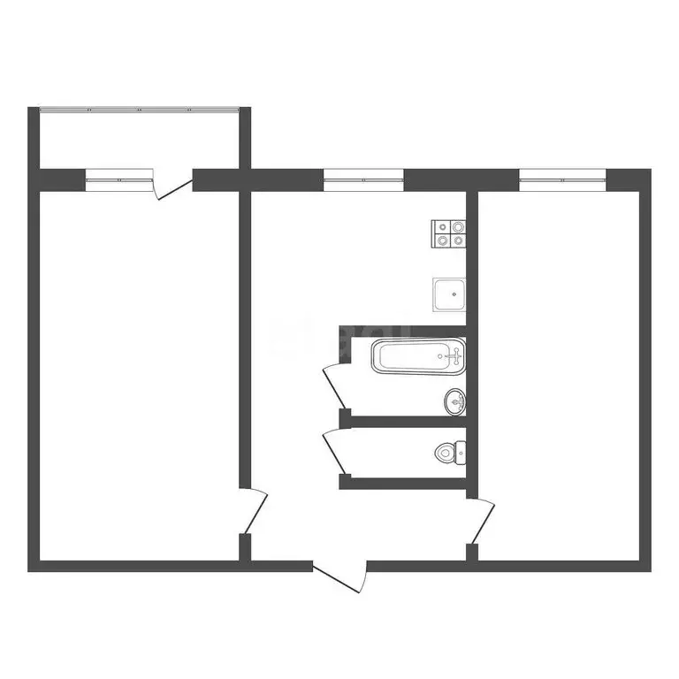 2-комнатная квартира: Киреевск, улица Комарова, 11 (43.2 м) - Фото 1