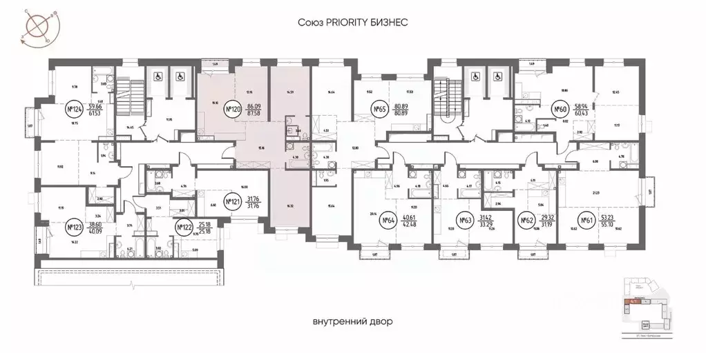 3-к кв. Иркутская область, Иркутск Макс жилой комплекс (87.58 м) - Фото 2