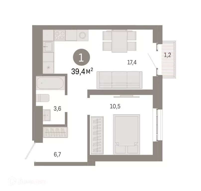 Продаётся 1-к квартира, 39.4 м - Фото 0