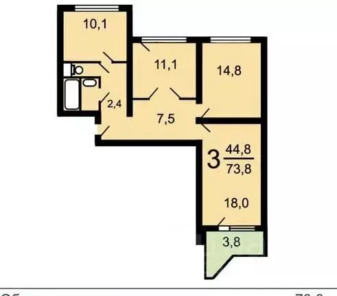 3-к кв. Московская область, Черноголовка Школьный бул., 18 (73.8 м) - Фото 0