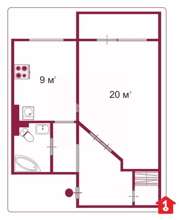 1-к кв. Омская область, Омск Московка-2 мкр, ул. Молодова, 22 (40.2 м) - Фото 2