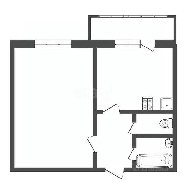 1-к кв. Ханты-Мансийский АО, Сургут Югорская ул., 5/3 (40.0 м) - Фото 1