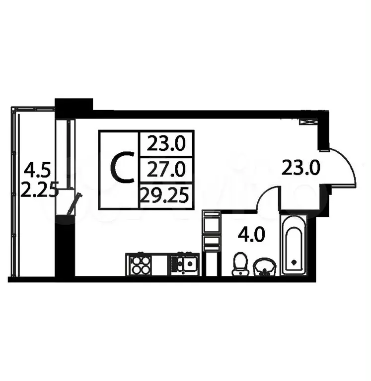 Квартира-студия, 29,3 м, 7/11 эт. - Фото 0