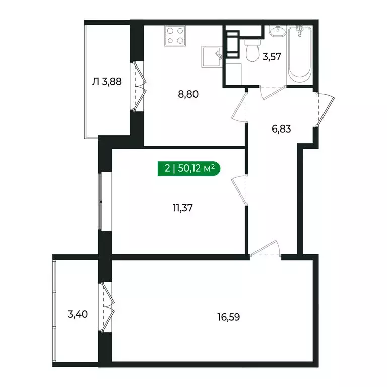 2-комнатная квартира: Сертолово, Центральная улица, 15 (47 м) - Фото 1