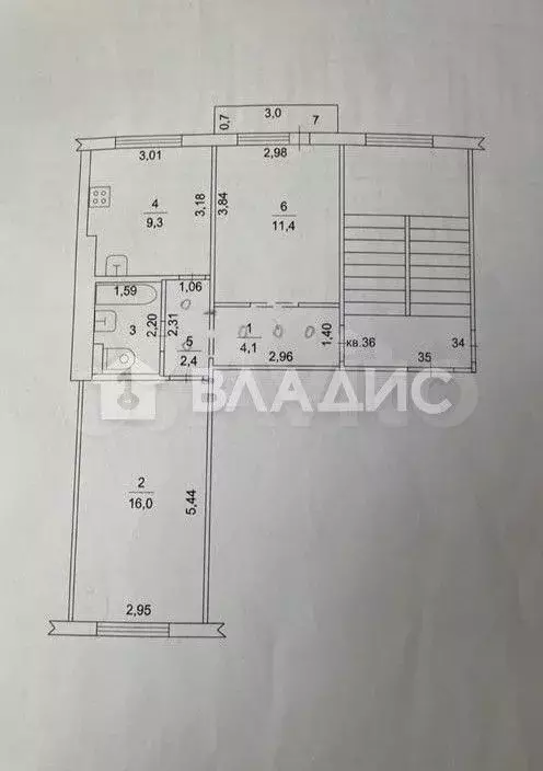2-к. квартира, 46,5 м, 2/2 эт. - Фото 0