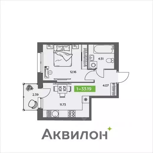 1-к кв. Архангельская область, Северодвинск  (33.19 м) - Фото 0