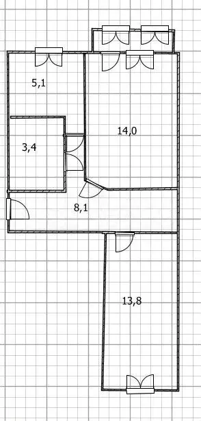 2-к. квартира, 44,4 м, 4/5 эт. - Фото 0