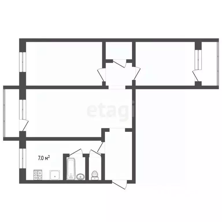 3-к кв. Калининградская область, Калининград Московский просп., 46 ... - Фото 2